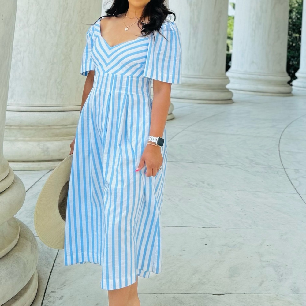 Women's Short Sleeve Midi Dress - A New Day™ Blue/ White Striped 4